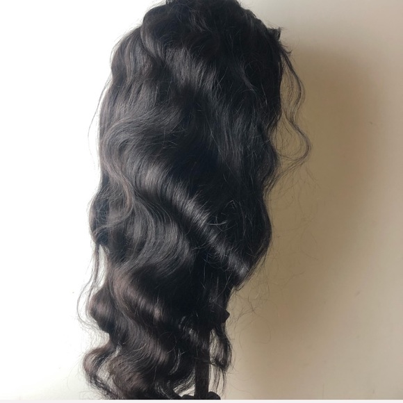- - 20” BLACK HUMAN HAIR BRAZILIAN BODYWAVE LACE FRONT main image 8